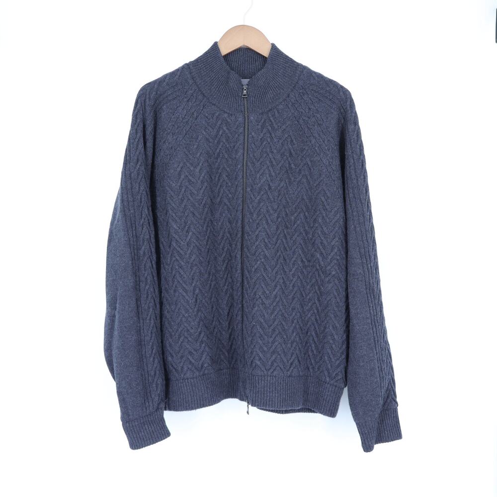 Vince Wool Cable Full Zip Sweater Dark Gray Textured Long Sleeve Men's XL
